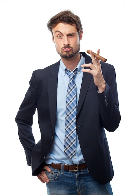 L&#39;homme avec le costume et un cigare