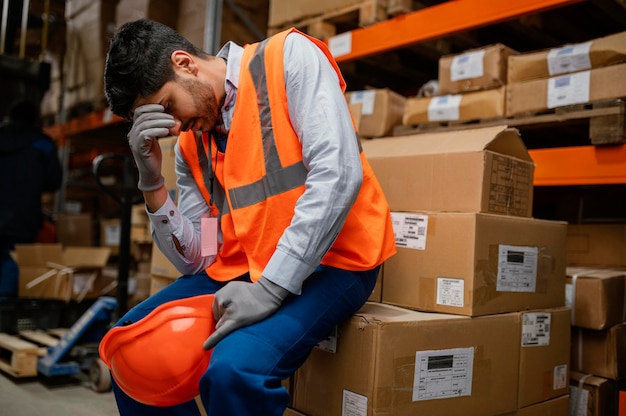 Homme, dans, équipement de sécurité, travail