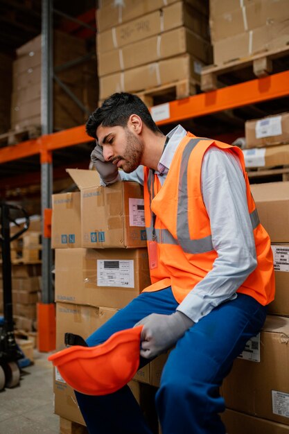 Homme, dans, équipement de sécurité, travail