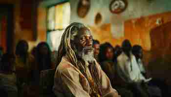 Photo gratuite un homme avec des dreads représentant le mouvement rastafari