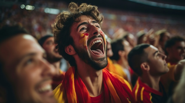 Homme encourageant l’équipe espagnole lors de la finale