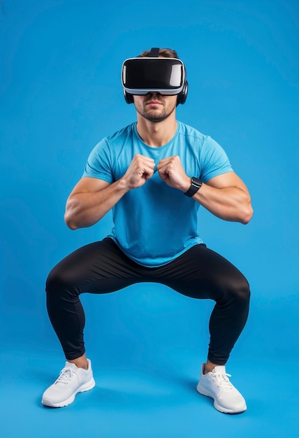 Photo gratuite un homme en forme avec des lunettes vr.