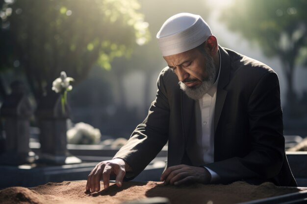 Un homme islamique en deuil.