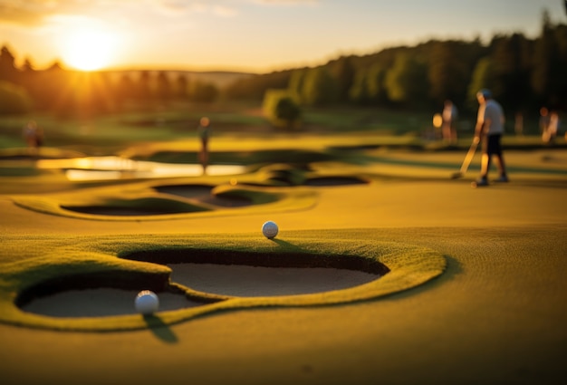 Photo gratuite un homme jouant au golf dans la nature.