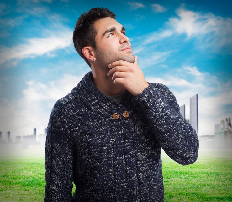 l&#39;homme pensant sur blanc