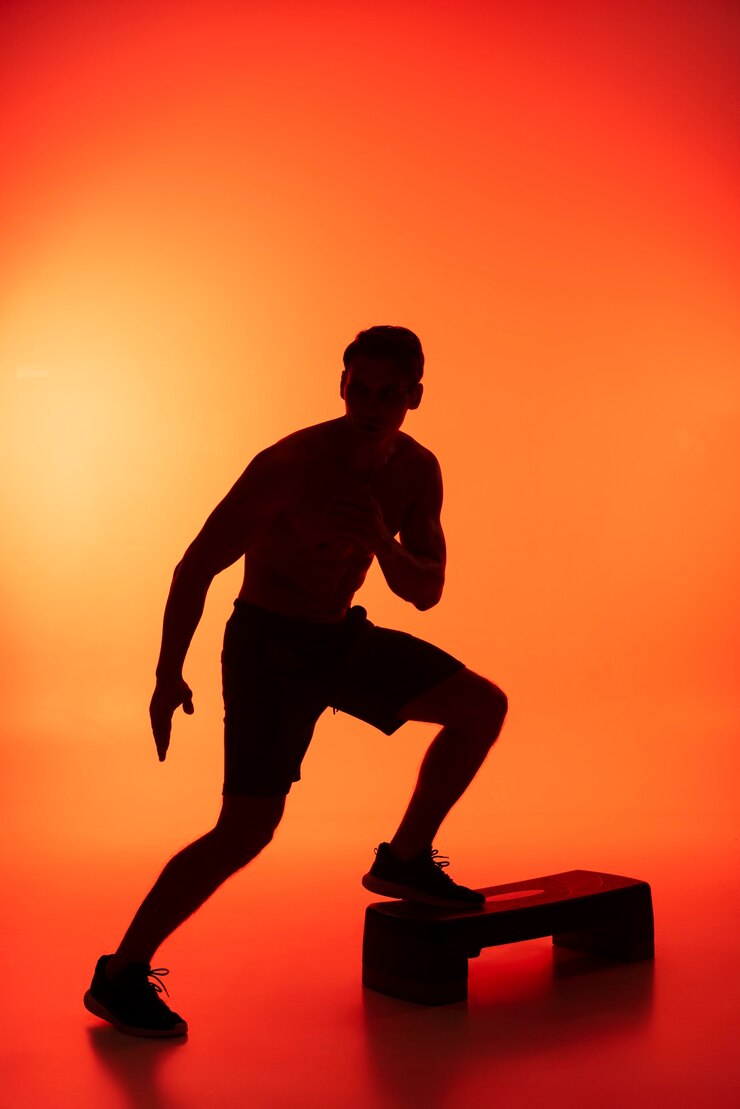 Photo gratuit homme plein coup faisant du sport