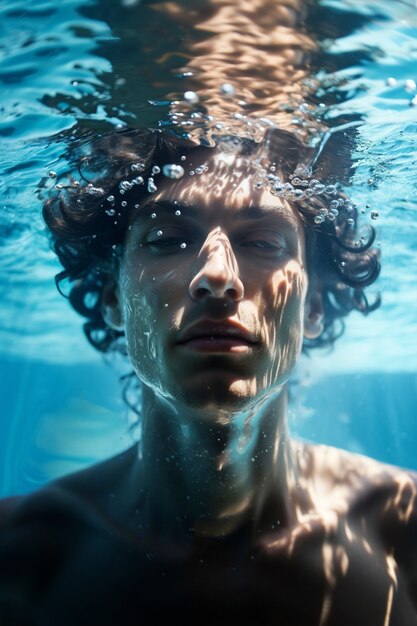 Homme posant sous l'eau