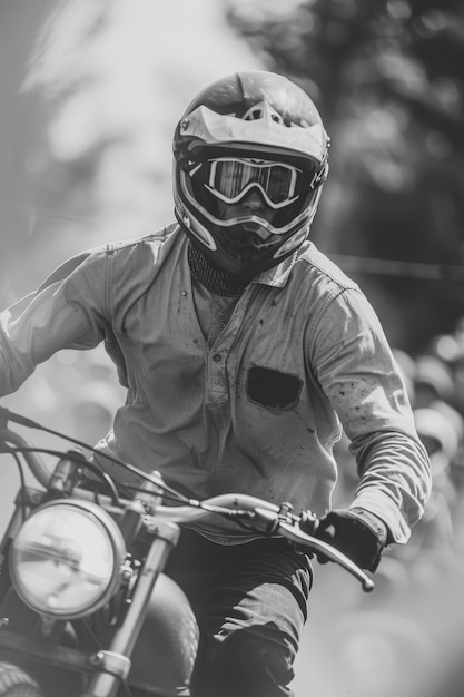 Un homme qui fait de la moto de course.