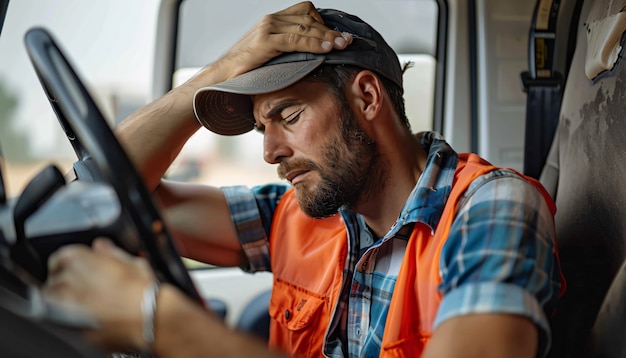 Photo gratuite un homme qui travaille comme chauffeur de camion.