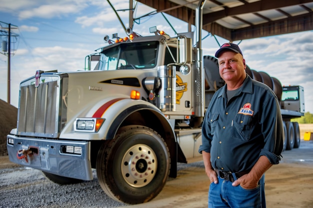 Photo gratuite un homme qui travaille comme chauffeur de camion.