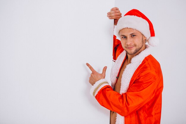 Homme de santa sexy isolé sur fond blanc