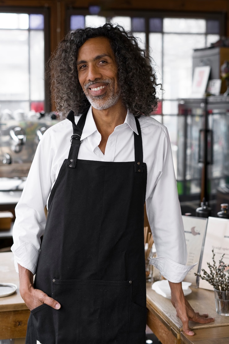 Photo gratuit homme souriant à coup moyen posant à l'intérieur