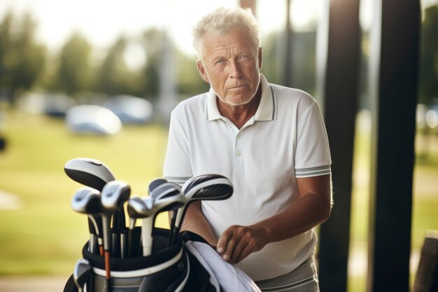 Photo gratuite un homme de taille moyenne joue au golf dans la nature.