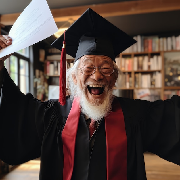 Photo gratuite un homme de taille moyenne avec une tenue de graduation.