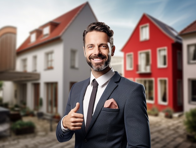 Un homme de taille moyenne travaille comme agent immobilier.