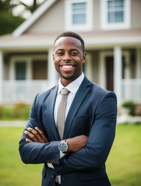 Un homme de taille moyenne travaille comme agent immobilier.