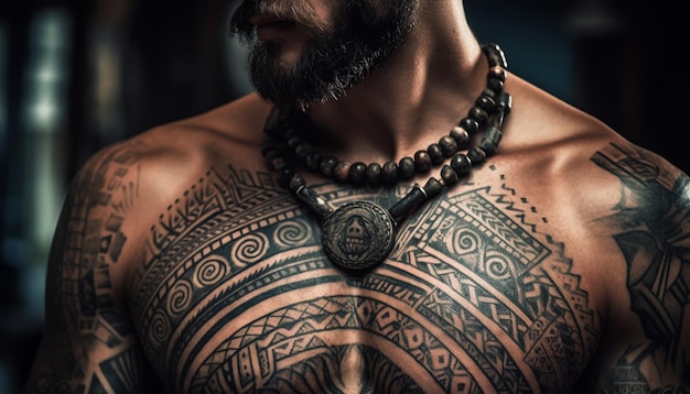 Photo gratuite un homme tatoué respire la confiance et la spiritualité générées par l'ia