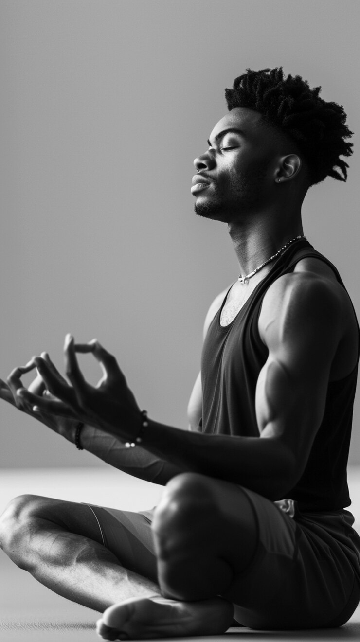 Photo gratuit un homme en train de pratiquer le yoga.