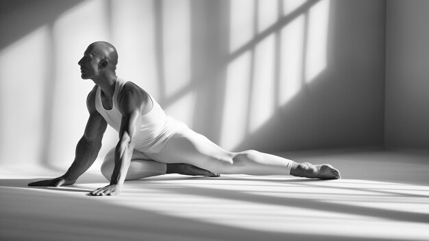 Un homme en train de pratiquer le yoga.