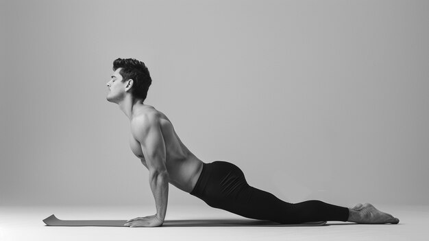 Un homme en train de pratiquer le yoga.