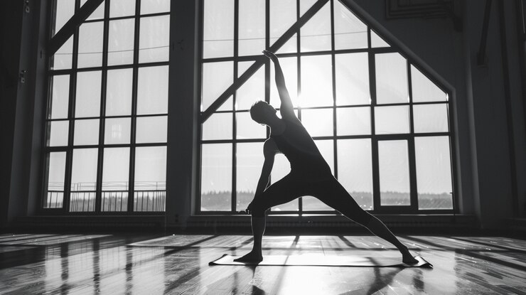 Photo gratuit un homme en train de pratiquer le yoga.