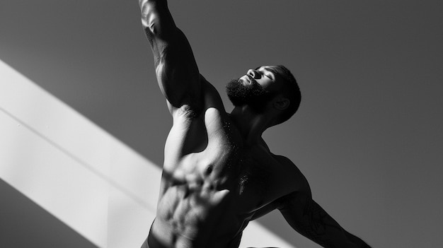 Un homme en train de pratiquer le yoga.