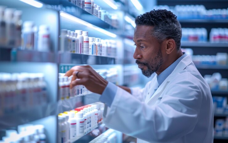 Photo gratuit homme travaillant comme pharmacien