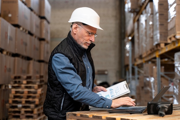 Homme travaillant dans l'entrepôt