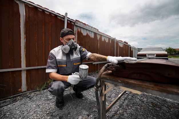 Photo gratuite homme travaillant à l'extérieur plein coup