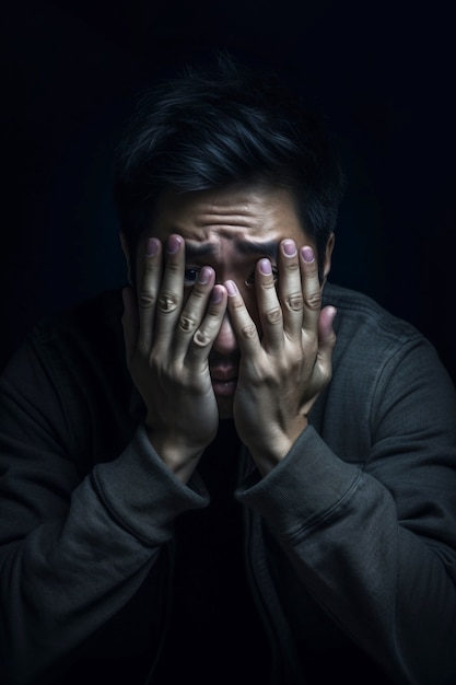 Photo gratuite homme vue de face éprouvant de l'anxiété