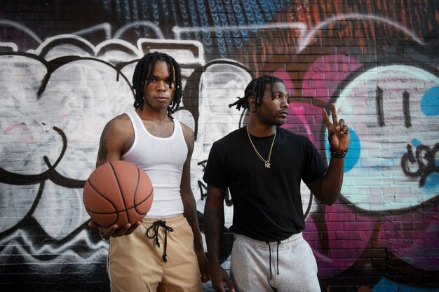 Hommes à coup moyen avec des dreadlocks afro