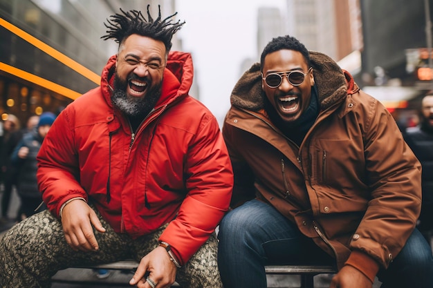 Des hommes souriants à New York
