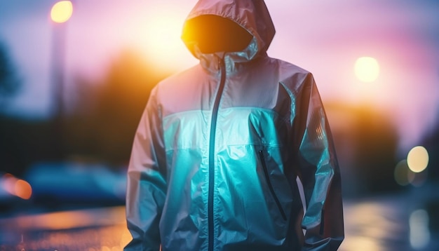 Photo gratuite des hommes en vêtements de protection marchant sous la pluie générée par l'ia