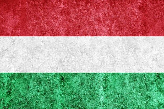Hongrie drapeau métallique, drapeau texturé, drapeau grunge