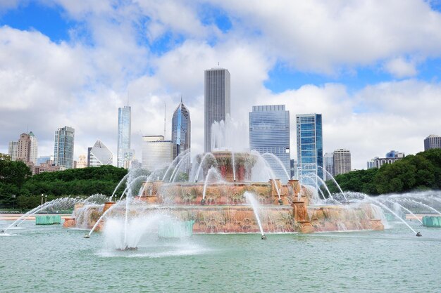 Horizon de Chicago avec la fontaine de Buckingham