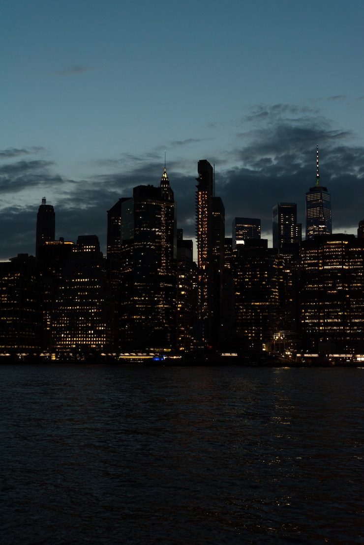 Photo gratuit horizon du quartier financier de nuit