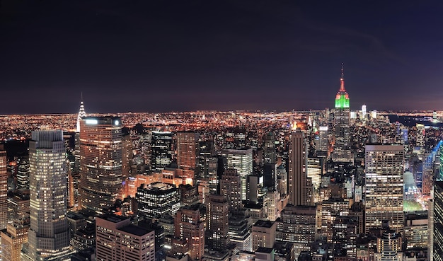 Photo gratuite horizon de manhattan de new york city la nuit