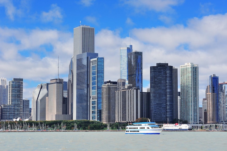 Photo gratuit horizon urbain de la ville de chicago