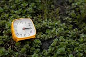 Photo gratuite horloge carrée nature morte à l'extérieur