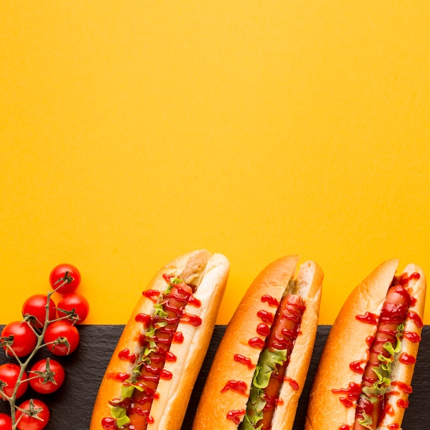 Photo gratuite hot dogs à la tomate