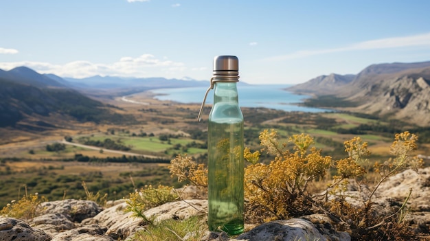 Photo gratuite hydratation sur une colline avec une vue panoramique sur les montagnes