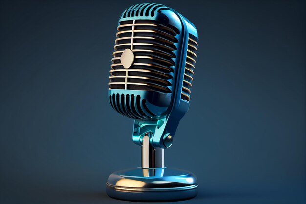 IA générative de technologie de dispositif de microphone bleu antique