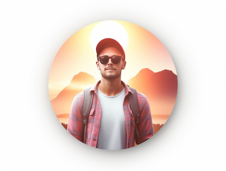 Photo gratuit icône 3d pour voyager avec un homme