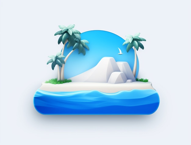 Photo gratuite icône 3d pour les voyages et les vacances