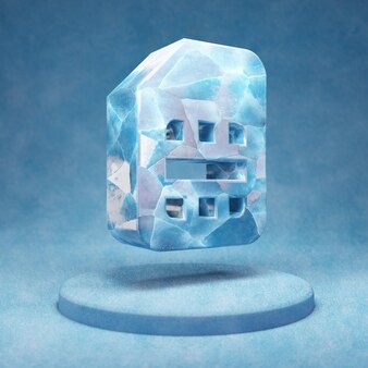 Icône de la carte sim. symbole de carte sim ice bleu craquelé sur le podium de la neige bleue. icône de médias sociaux pour site web, présentation, élément de modèle de conception. rendu 3d.