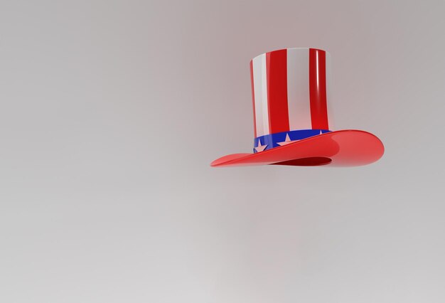 Icône de chapeau de cylindre de rendu 3D style 3d 4 juillet Concept Design