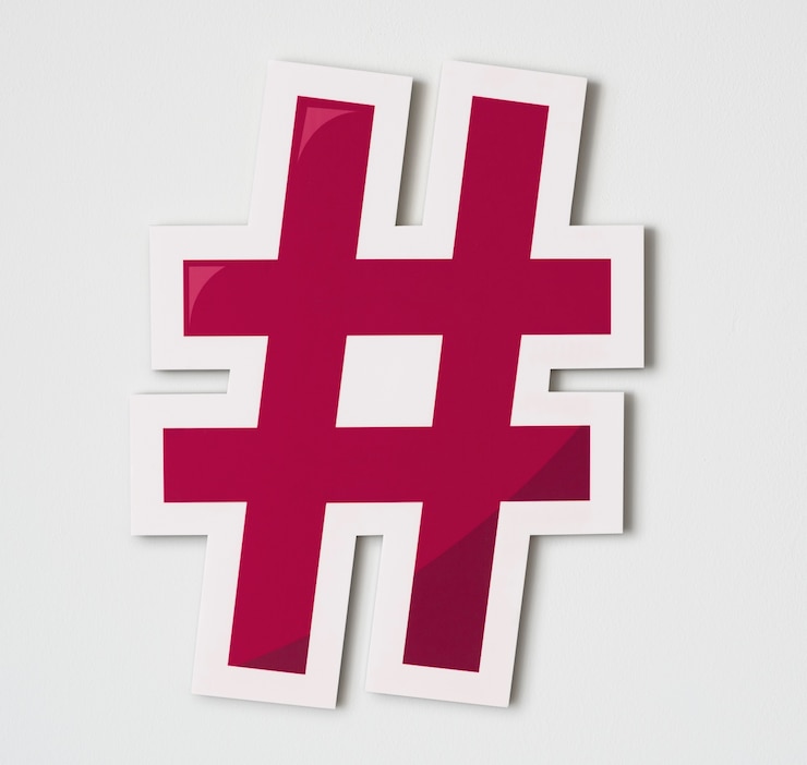 Photo gratuit icône de média numérique en ligne hashtag