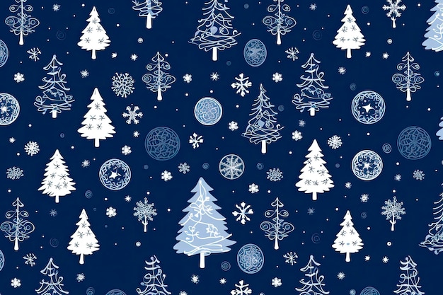 Photo gratuite icône de noël plate d'arbres de noël avec impression bleue sans couture bonne année texture de vacances d'hiver pour l'impression papier design tissu décoration papier d'emballage fond illustration vectoriel