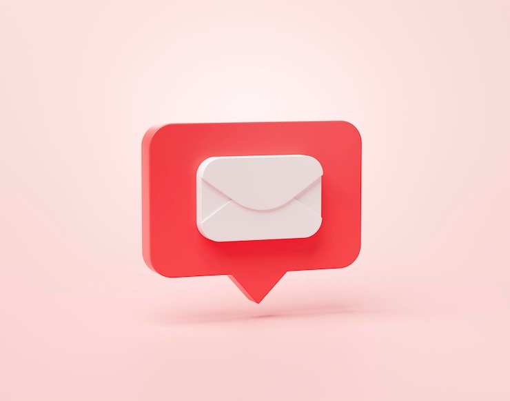 Photo gratuit icône de notification de médias sociaux de forme de boîte de réception d'e-mail ou d'enveloppe dans les bulles de dialogue interface utilisateur de site web de bannière de dessin animé 3d sur fond rose illustration de rendu 3d