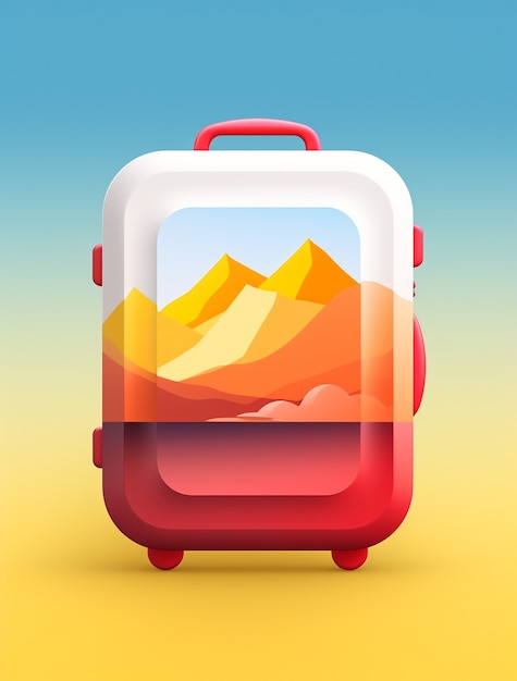 Icône de voyage 3D avec bagages